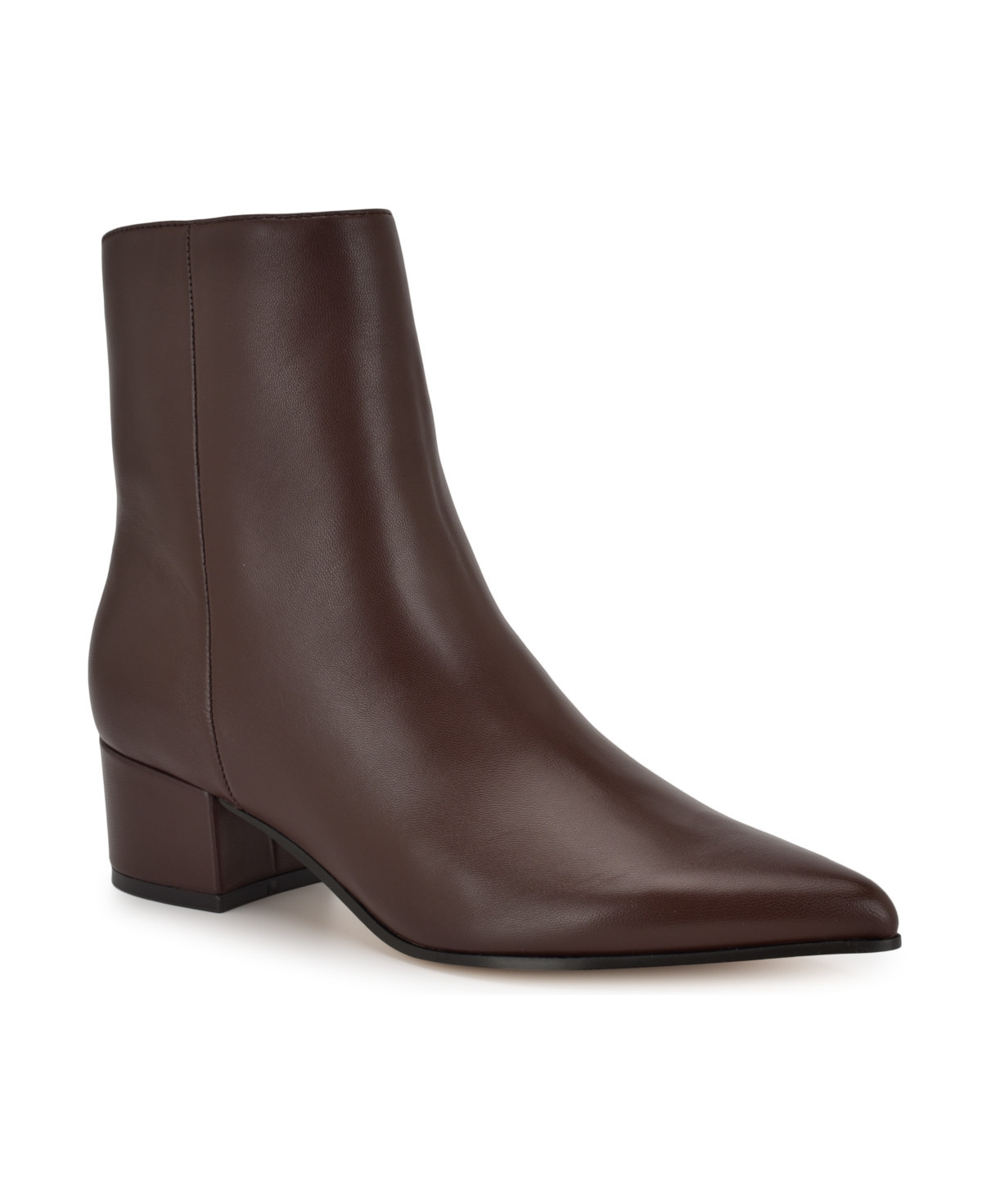 Nine West Women's Maribu Pointy Toe High Ankle Booties - Dark Brown Leather | Macy's