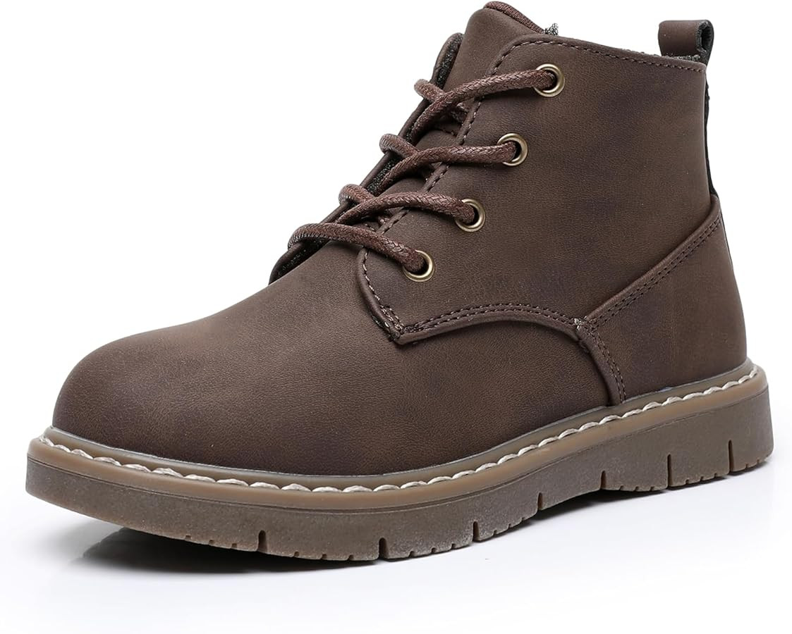 Ahannie Boys Boots Toddler Kids Work Boots Outdoor Casual Side Zipper Ankle Shoes(Toddler/Little ... | Amazon (US)