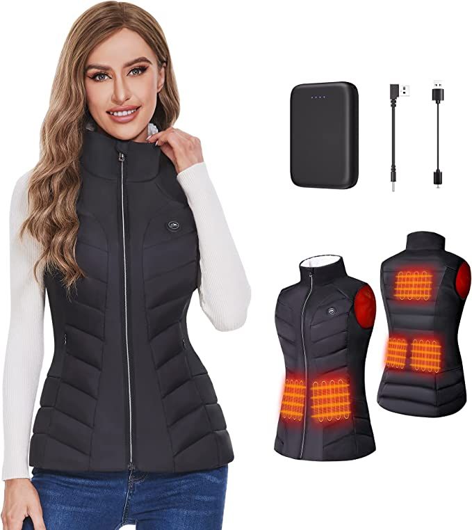 ZLTFashion Heated Vest for Women with Battery Lightweight 5 Heating Area Fleece Stand Collar Elec... | Amazon (US)