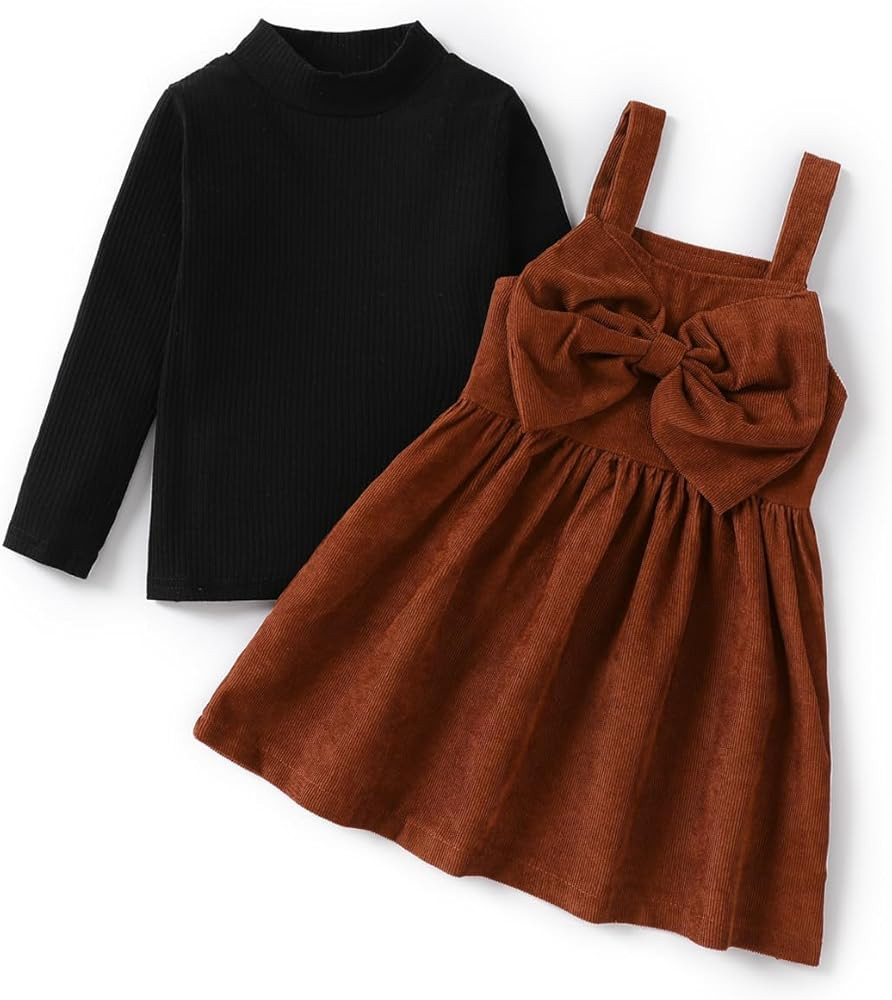 PATPAT Toddler Baby Girl Fall Outfit Suspender Skirt Set Soft Long Sleeve Cute Fall Dresses Cloth... | Amazon (US)