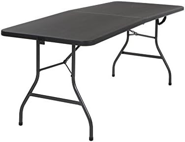 COSCO Deluxe 6 foot x 30 inch Fold-in-Half Blow Molded Folding Table, Black | Amazon (US)