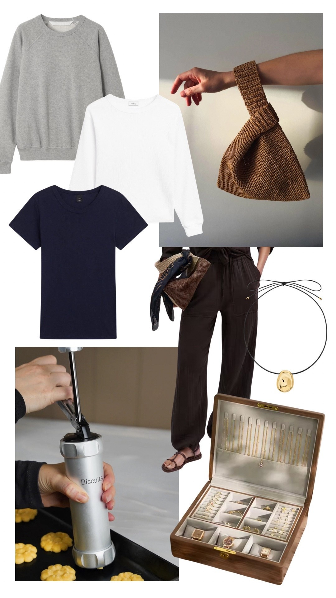 Your most loved last week. Lighter layers and colours, a classic t-shirt and top, my favourite sweatshirt and some relaxed chocolate brown trousers. At home, baking tools and jewellery favourites.

#LTKspring #LTKhome