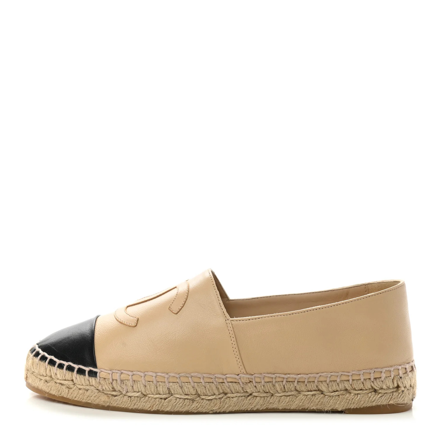 CHANEL Lambskin CC Espadrilles 39 Beige Black | FASHIONPHILE | Fashionphile
