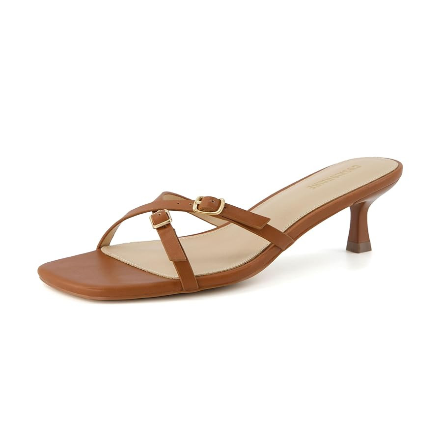 CUSHIONAIRE Women's Milan Kitten Heel Sandals +Memory Foam, Wide Widths Available | Amazon (US)