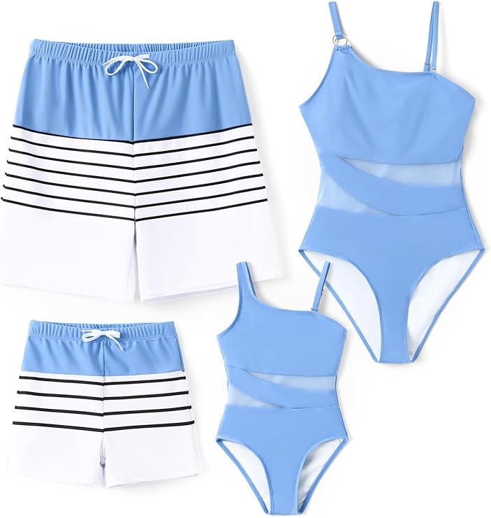 PATPAT Family Matching Summer Swimwear, Women and Girl One-Piece Swimsuit, Men and Boy Swim Trunk... | Amazon (US)