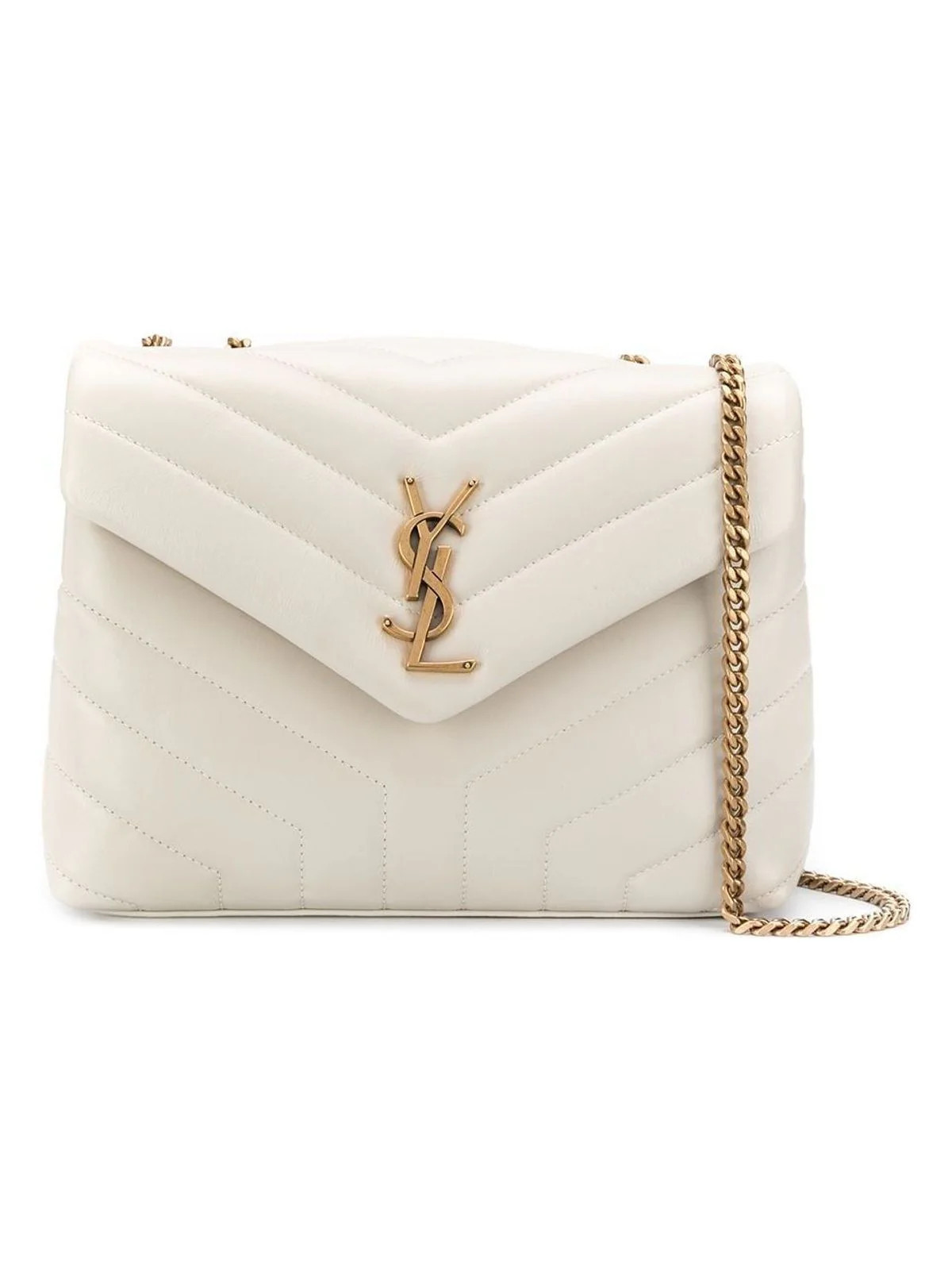Saint Laurent Women's Cream-Coloured Small Ysl Loulou Bag in White | 494699DV727 | LOZURI