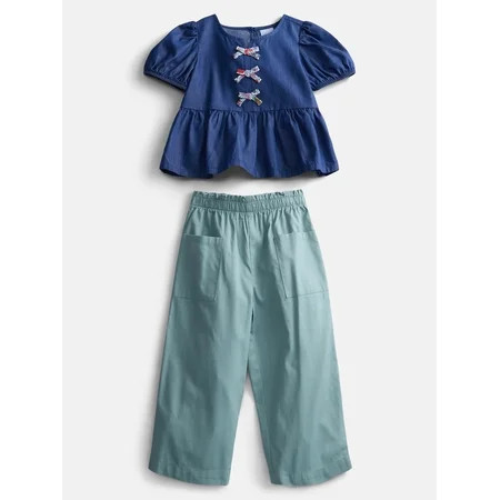 Wonder Nation Toddler Girls Peasant Top and Pants Set, 2-Piece, Sizes 12M-5T | Walmart (US)