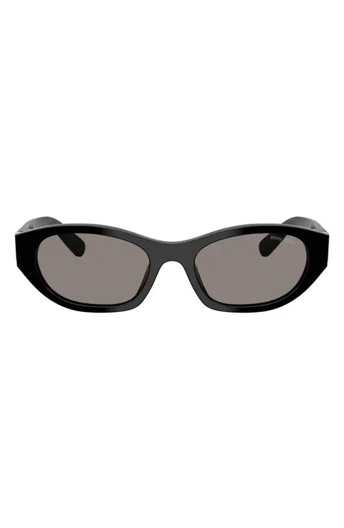 Miu Miu 53mm Irregular Sunglasses in Black /Dark Grey at Nordstrom | Nordstrom