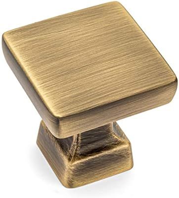 10 Pack - Cosmas 1480BAB Brushed Antique Brass Contemporary Square Cabinet Hardware Knob - 1" Squ... | Amazon (US)