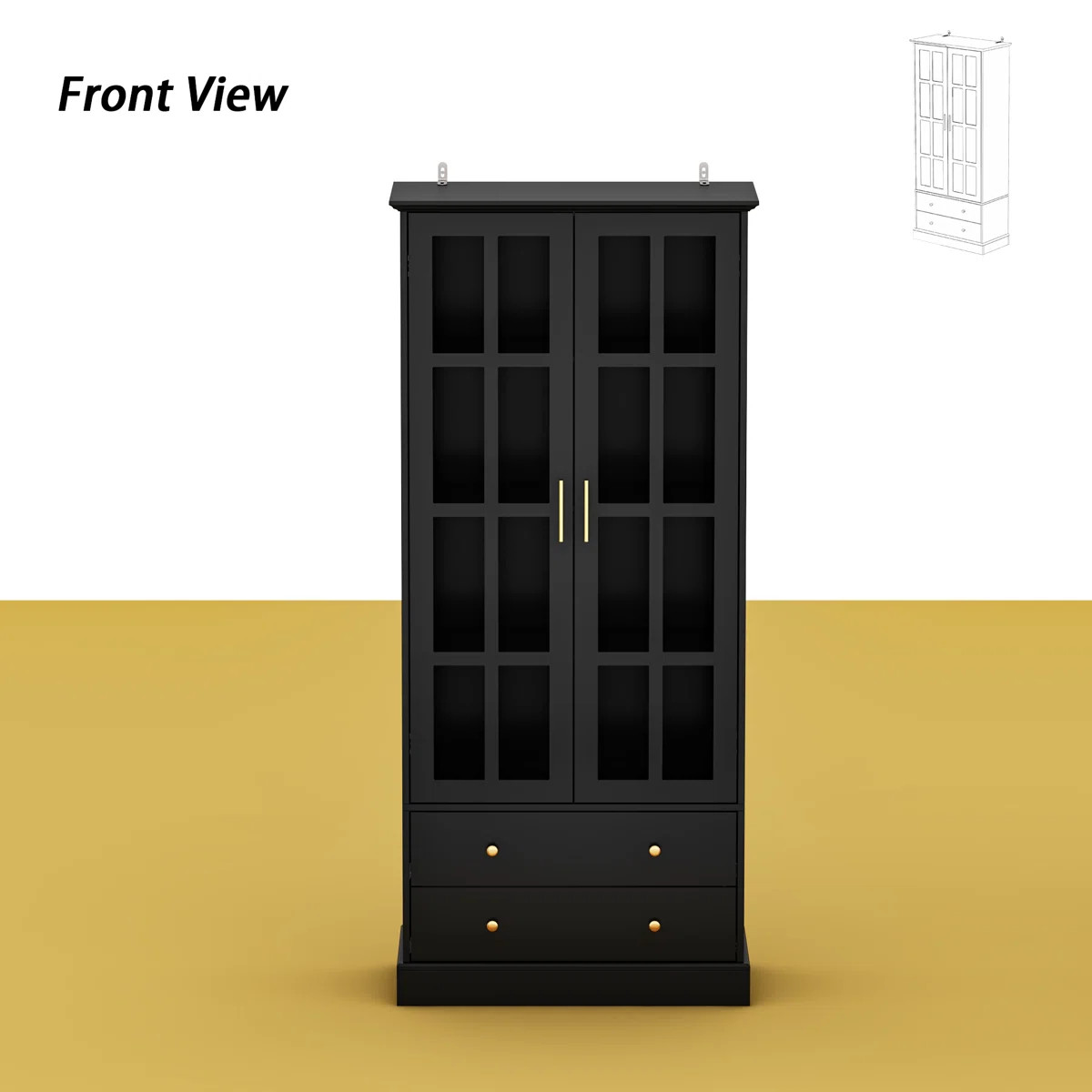 Display Cabinet With Tempered Glass Door And 2 Drawers | Wayfair North America