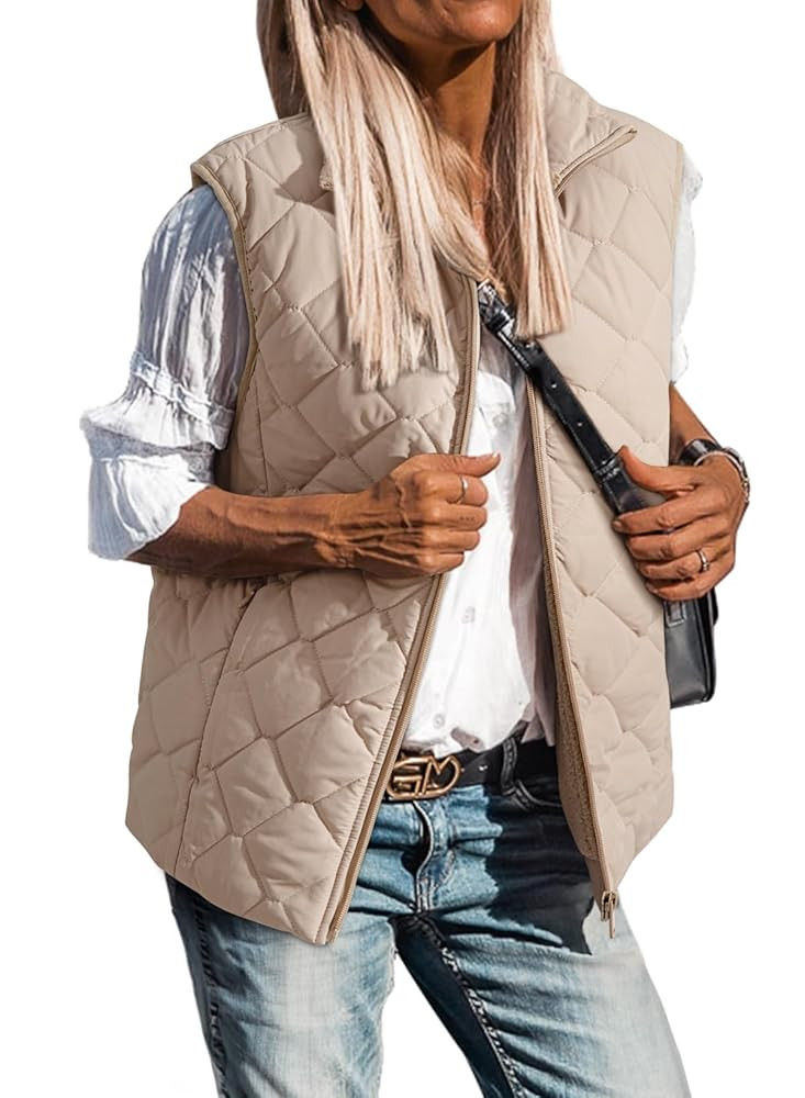 EVALESS Puffer Vest Women Fall Winter Coats 2025 Lightweight Stand Collar Vest Trendy Sleeveless ... | Amazon (US)