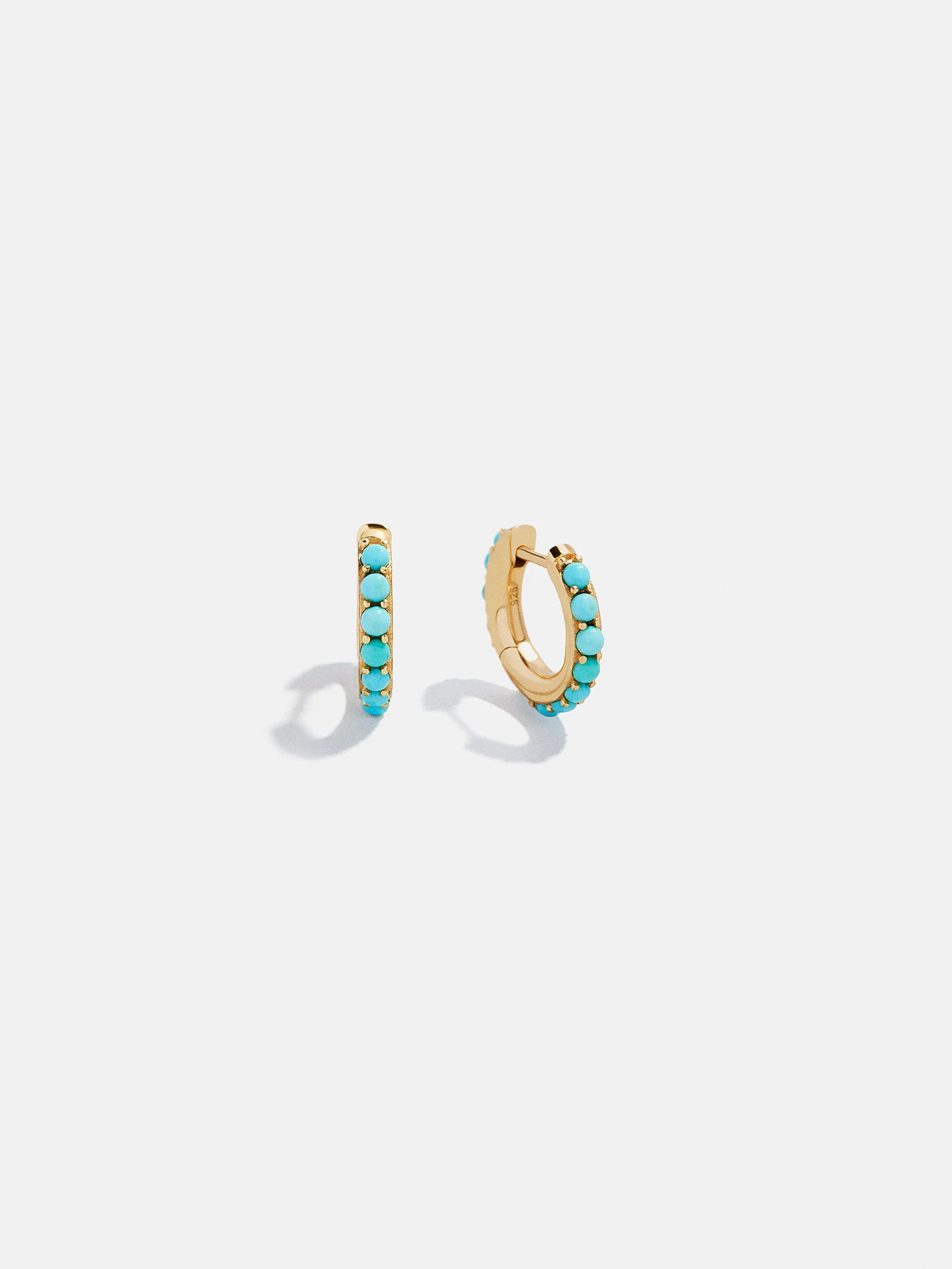 18K Gold Semi-Precious Huggie Earrings - Turquoise | BaubleBar