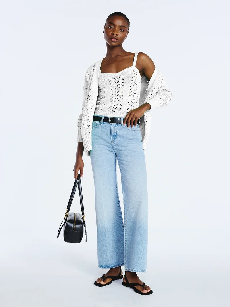 Scoop Women’s and Women's Plus Crochet Sweater Tank Top with Sweetheart Neck, Sizes XS-4X | Walmart (US)