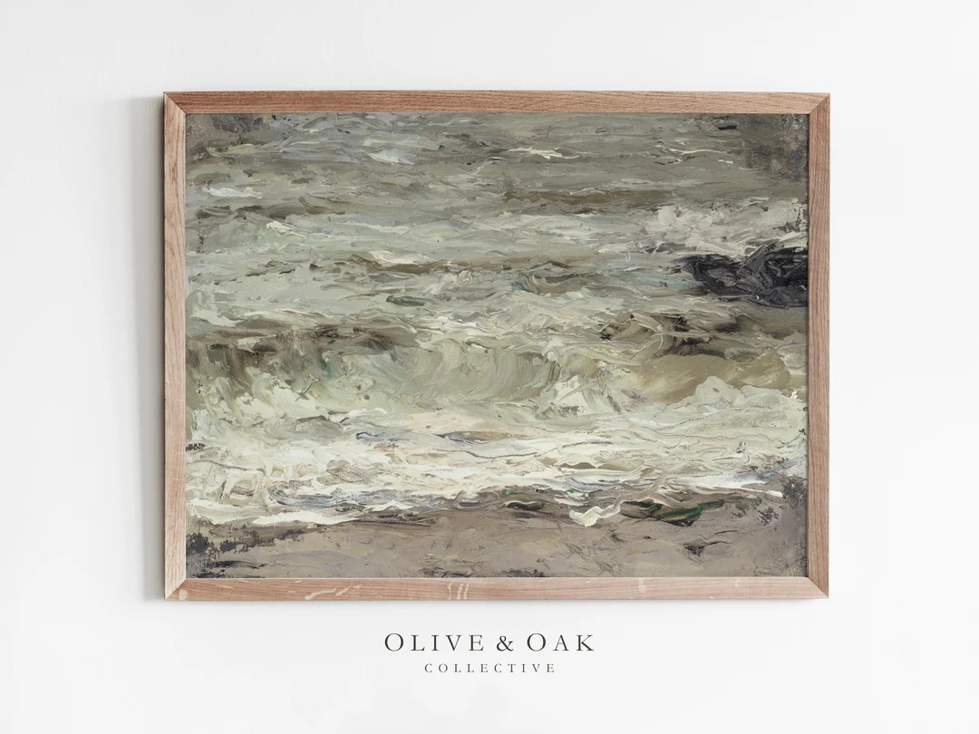 Neutral Seascape Painting / Vintage Oil Painting / Moody Coastal Art / Beach House Decor / #568 | Etsy (US)