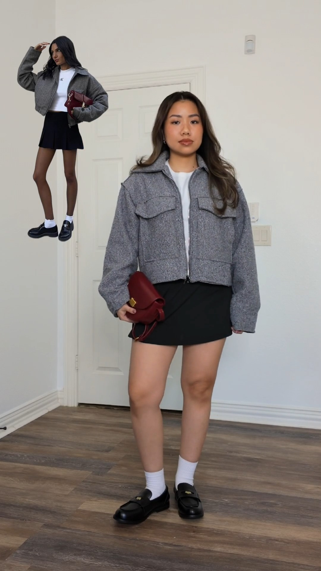 Recreate Pinterest outfit with amazon finds. Wearing size S in everything, skirt size M, loafers size up 1 size (wear size 7.5) 

 #LTKPetite #LTKFindsUnder50 #LTKStyleTip