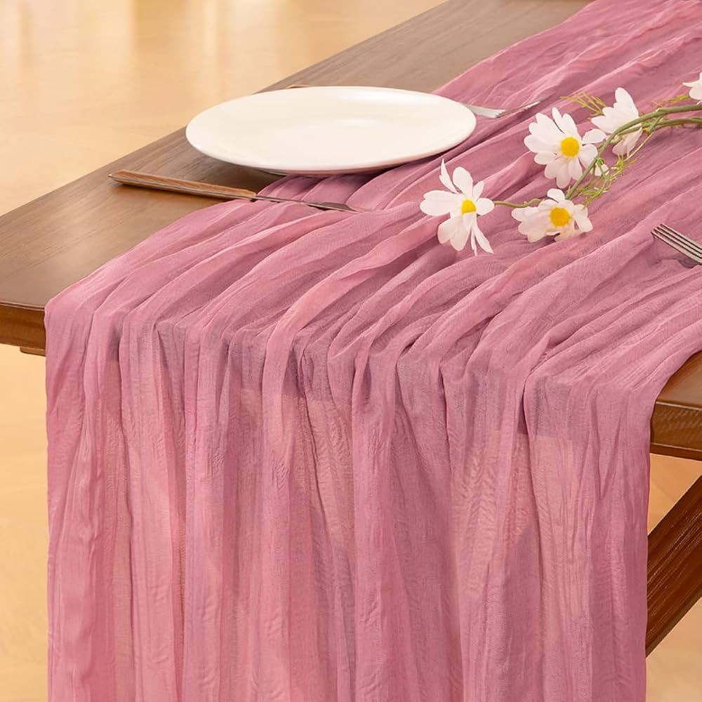 Socomi Mauve Cheesecloth Table Runner Boho Rustic Summer Gauze 120 inch 10FT Cheese Cloth Runner ... | Amazon (US)