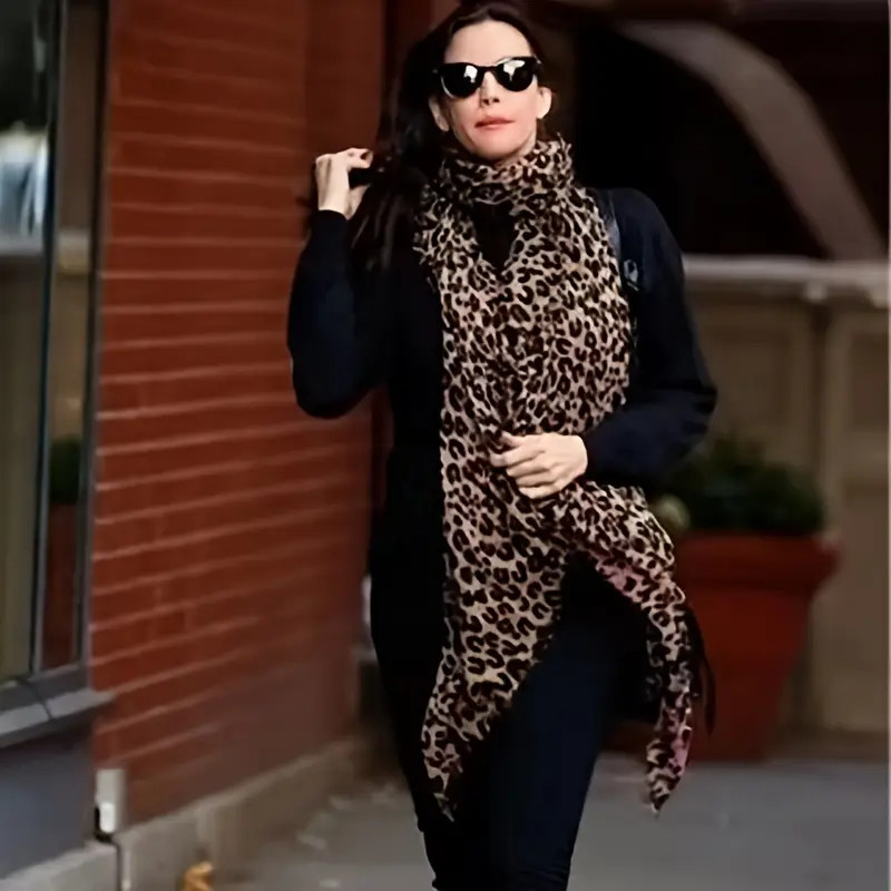 Brown Leopard Printed Chiffon Scarf Soft Skin Friendly Shawl Elegant Style Windproof Sunscreen Sc... | Temu Affiliate Program