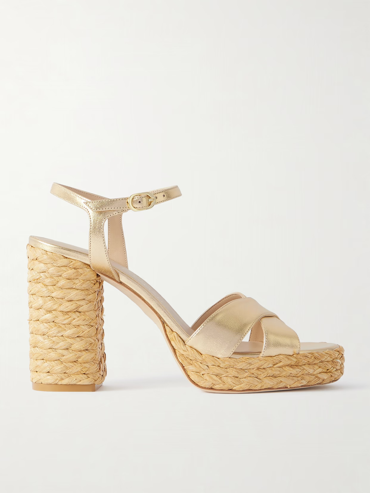 Stuart Weitzman - Dayna Metallic Leather Platform Sandals - Gold | NET-A-PORTER (US)