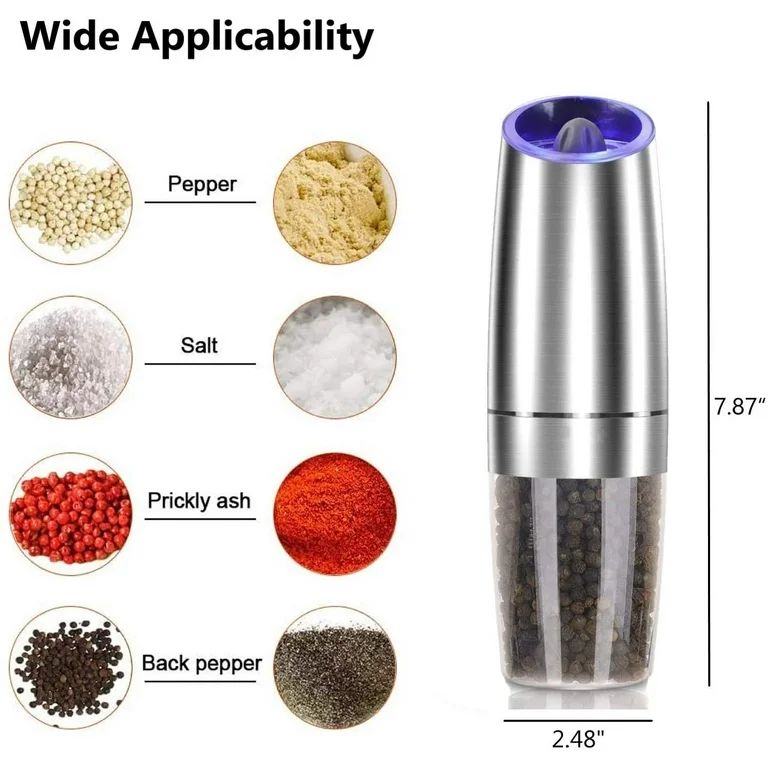 2 Pcs Electric Salt and Pepper Grinder Set Battery Operated One Hand Automatic Operation, Adjusta... | Walmart (US)