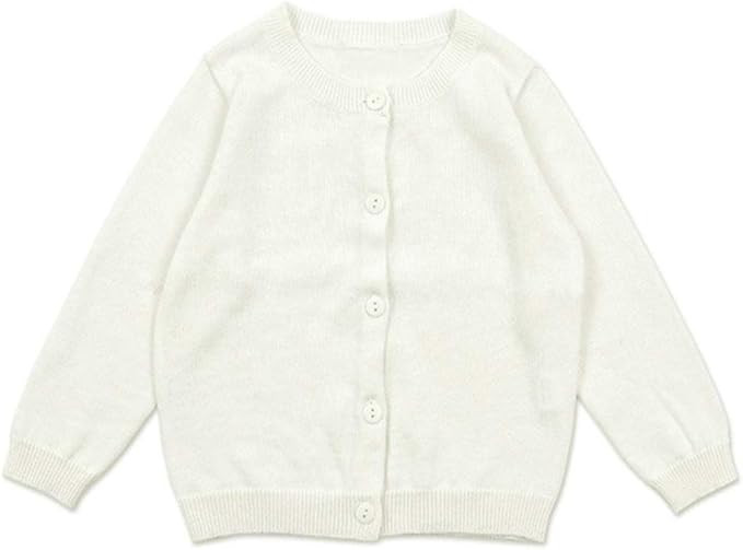 Baby Girls Cotton Cardigans Long Sleeve Crewneck Cardigan Sweater Little Girl Button Sweaters Uni... | Amazon (US)
