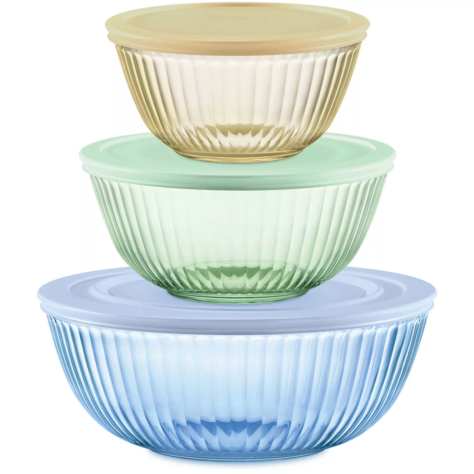Pyrex Colors Sculpted Tinted Dreams 6-piece Lidded Mixing Bowls Set, Multi | Kohl's