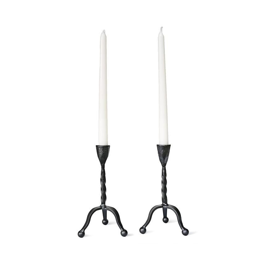 Black Taper Candle Holder Set of 2,Vintage Candle Sticks Holder Decor,Wrought Iron Candle Holder ... | Amazon (US)