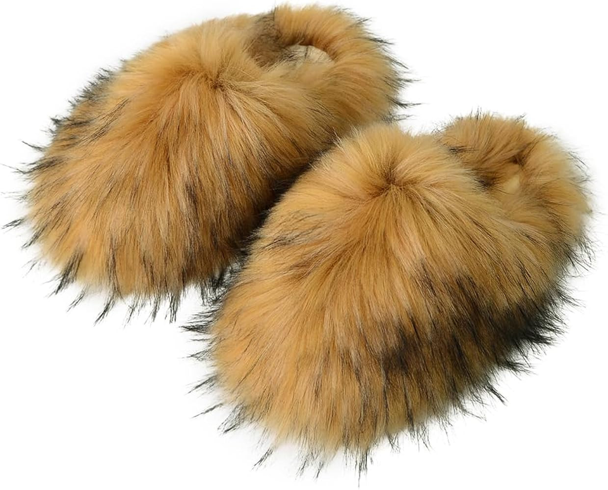 Womens Fluffy Faux Fur Slides Furry Soft Plush House Slippers Shoes Indoor Outdoor Slip On Slippe... | Amazon (US)