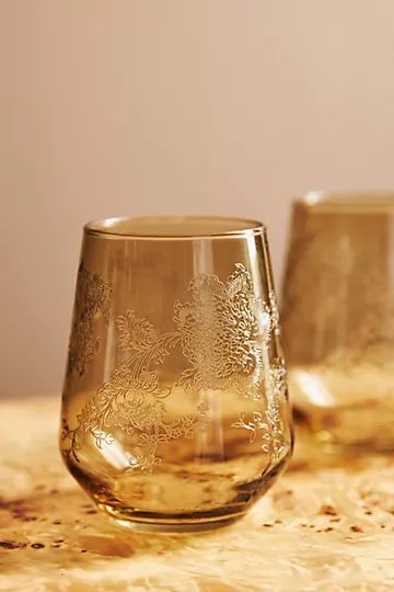 House of Hackney Stemless Etched Wine Glasses, Set of 4 | Anthropologie (US)