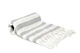 Buldano Agatha Bold Striped Special Weave Turkish Towel, Gray | Amazon (US)