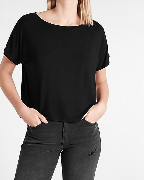 Relaxed Boxy Bateau Neck Tee | Express