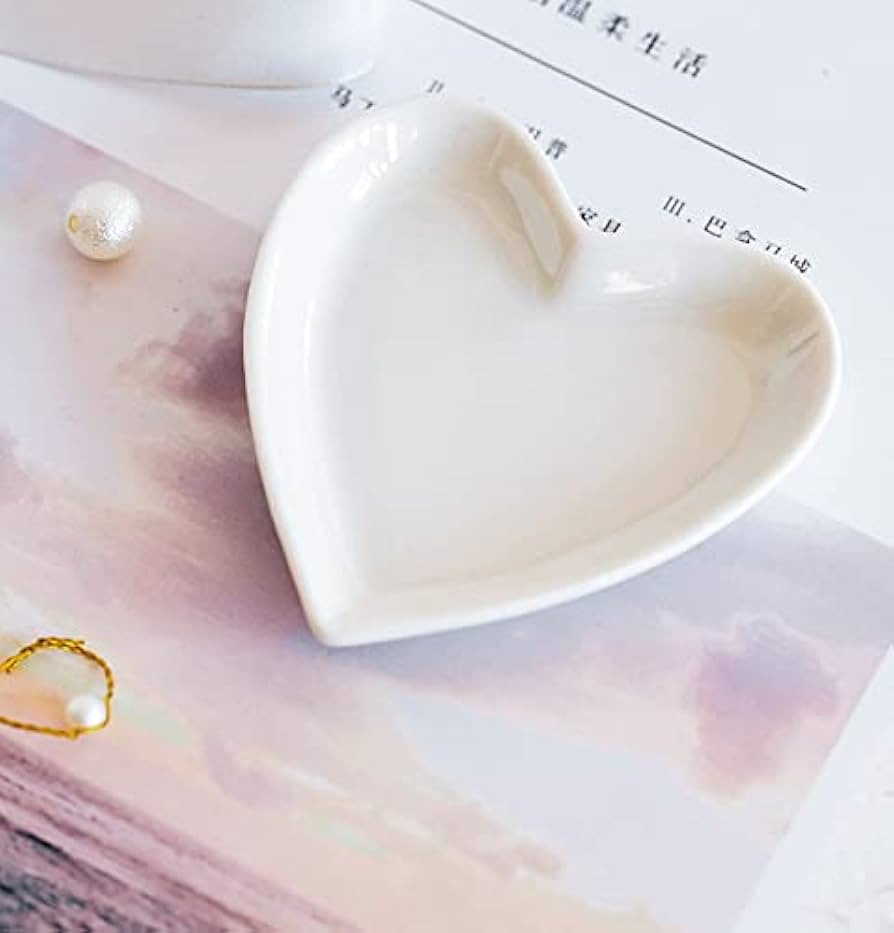 QINWEILU Ceramic Jewelry Tray for Women Girls,Heart Shaped Jewelry Plate Ring Dish,Pink Trinket D... | Amazon (CA)