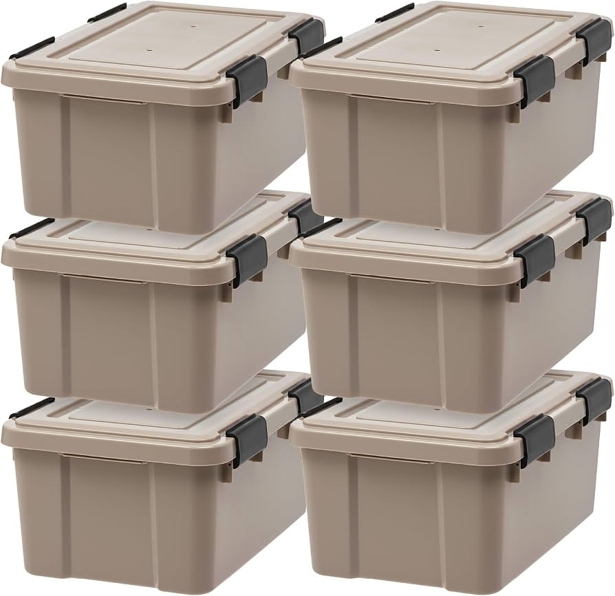 IRIS USA 6-Pack WeatherPro Gasket Box, 19 Quart Weather Resistant Storage Bins with Latching Lids... | Amazon (US)