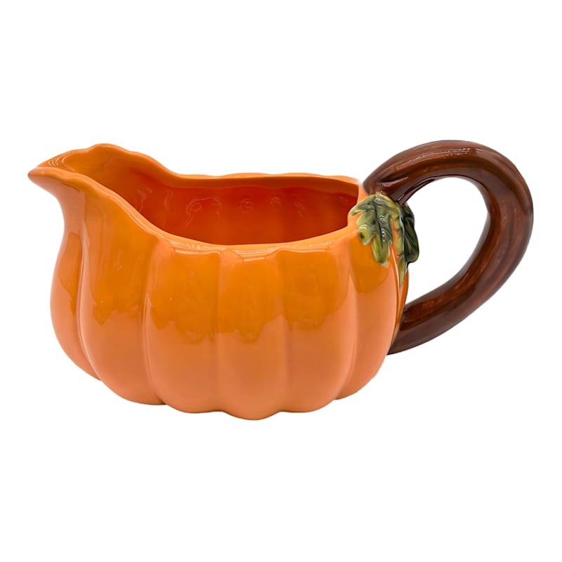 Orange Ceramic Pumpkin Gravy Boat | At Home