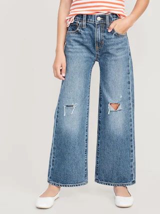 High-Waisted Baggy Ripped Wide-Leg Jeans for Girls | Old Navy (US)