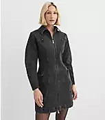 Seamed Denim Zip Mini Pocket Dress in Washed Black | LOFT