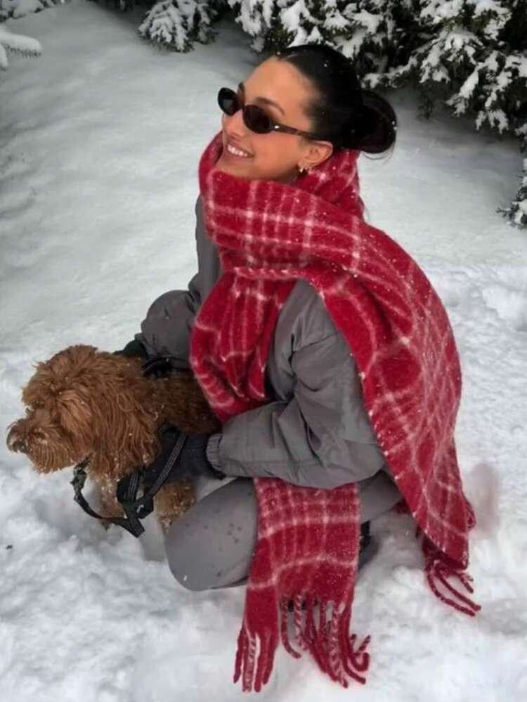 Street 1pc Women Christmas Rainbow Plaid Scarves, Autumn And Winter College Style Warm Scarf, Sui... | SHEIN