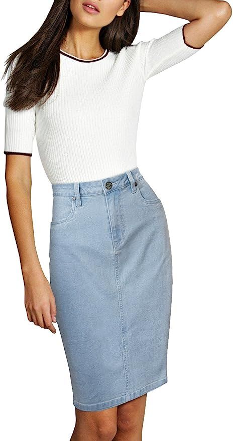 Lexi Womens Super Comfy Stretch Denim Skirt | Amazon (US)