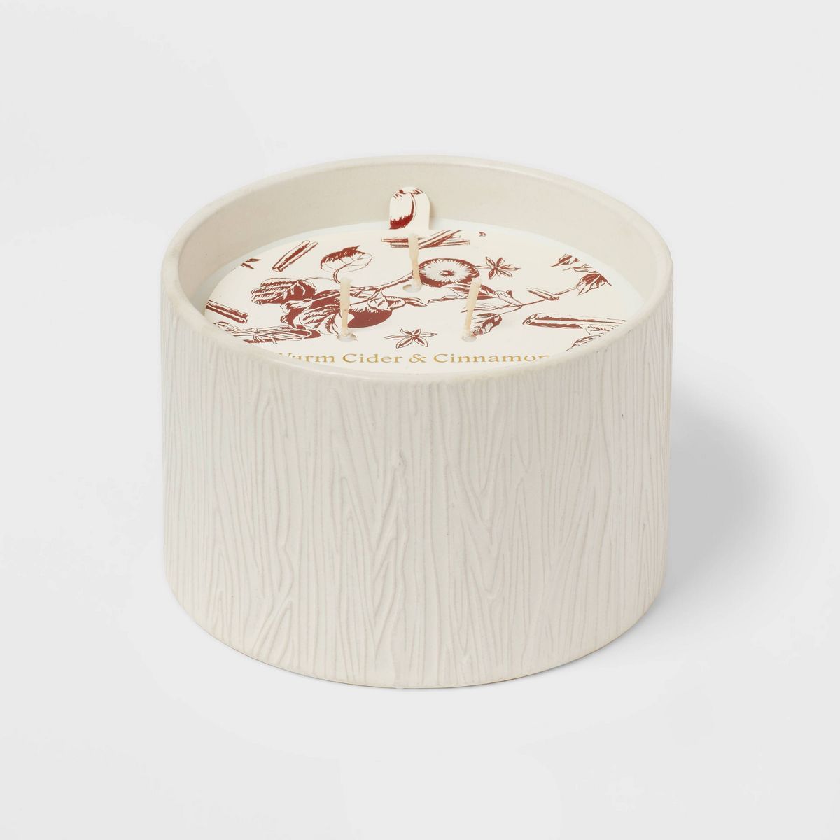 Textured Straight Side Ceramic Warm Cider & Cinnamon Candle White - Threshold™ | Target