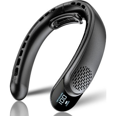 Maison Rechargeable Bladeless Neck Fan – Adjustable Hands-Free Rechargeable, Portable, 360° Airflow Wearable fan for Travel & Outdoor (Black) | Target