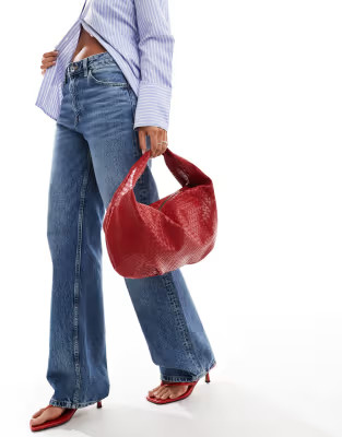 ASOS DESIGN slouchy weave shoulder bag in red | ASOS (Global)