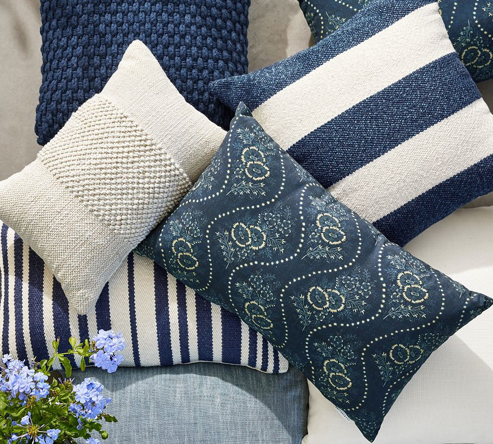 Classic Striped Handwoven Outdoor Lumbar Pillow | Pottery Barn (US)