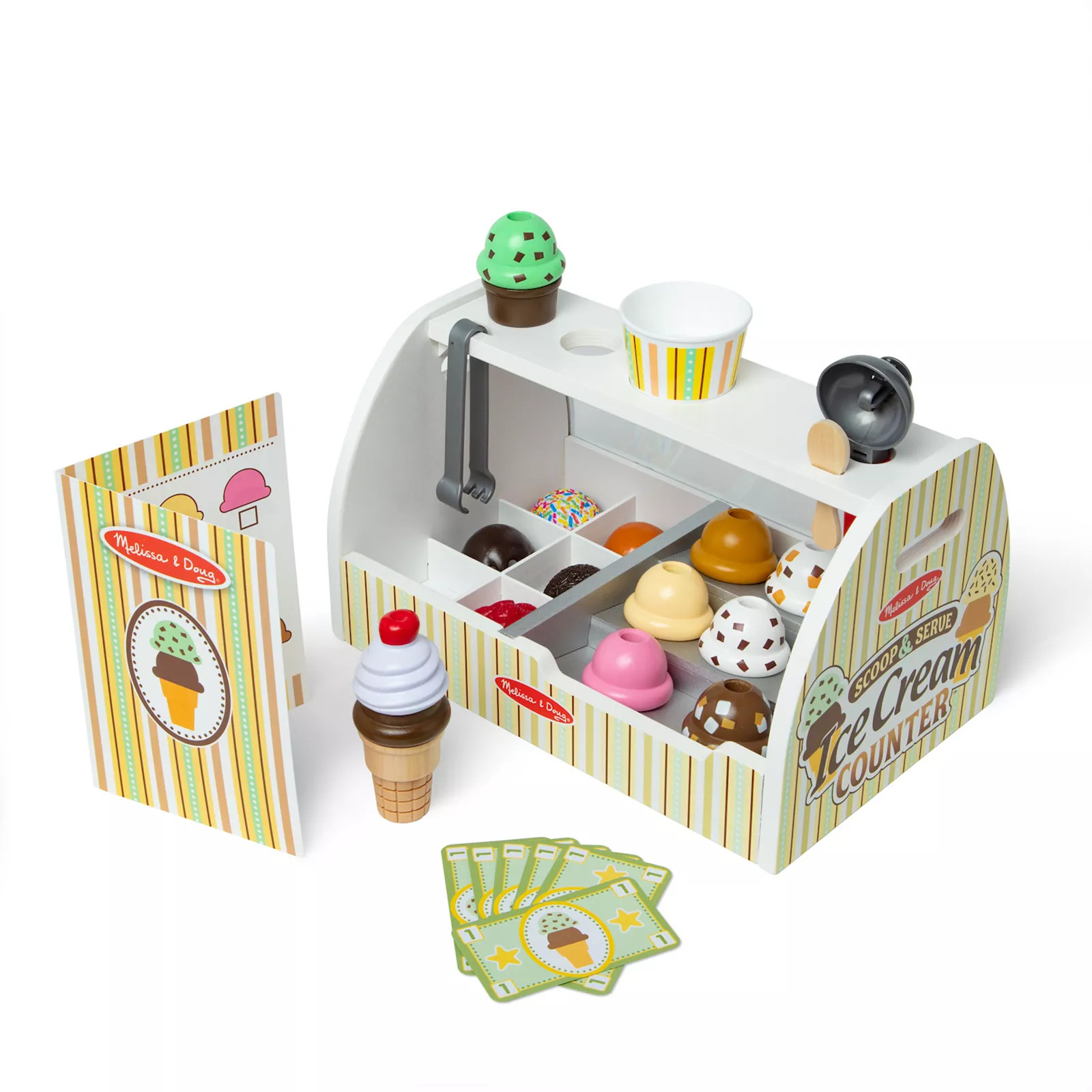 Melissa & Doug Wooden Scoop-and-Serve Ice Cream Counter 28-Piece Play Set, Multicolor | Kohl's