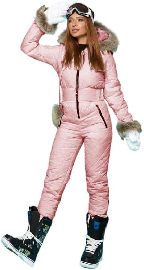 Aoysky Women Winter Onesies Ski Jumpsuit Outdoor Sports Snowsuit Fur Collar Coat Jumpsuit with Ho... | Amazon (US)