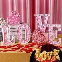 Baquler Valentine's Day Pink LOVE Lighted Marquee Signs Table Decor Wall Hanging for Romantic Nig... | Amazon (US)
