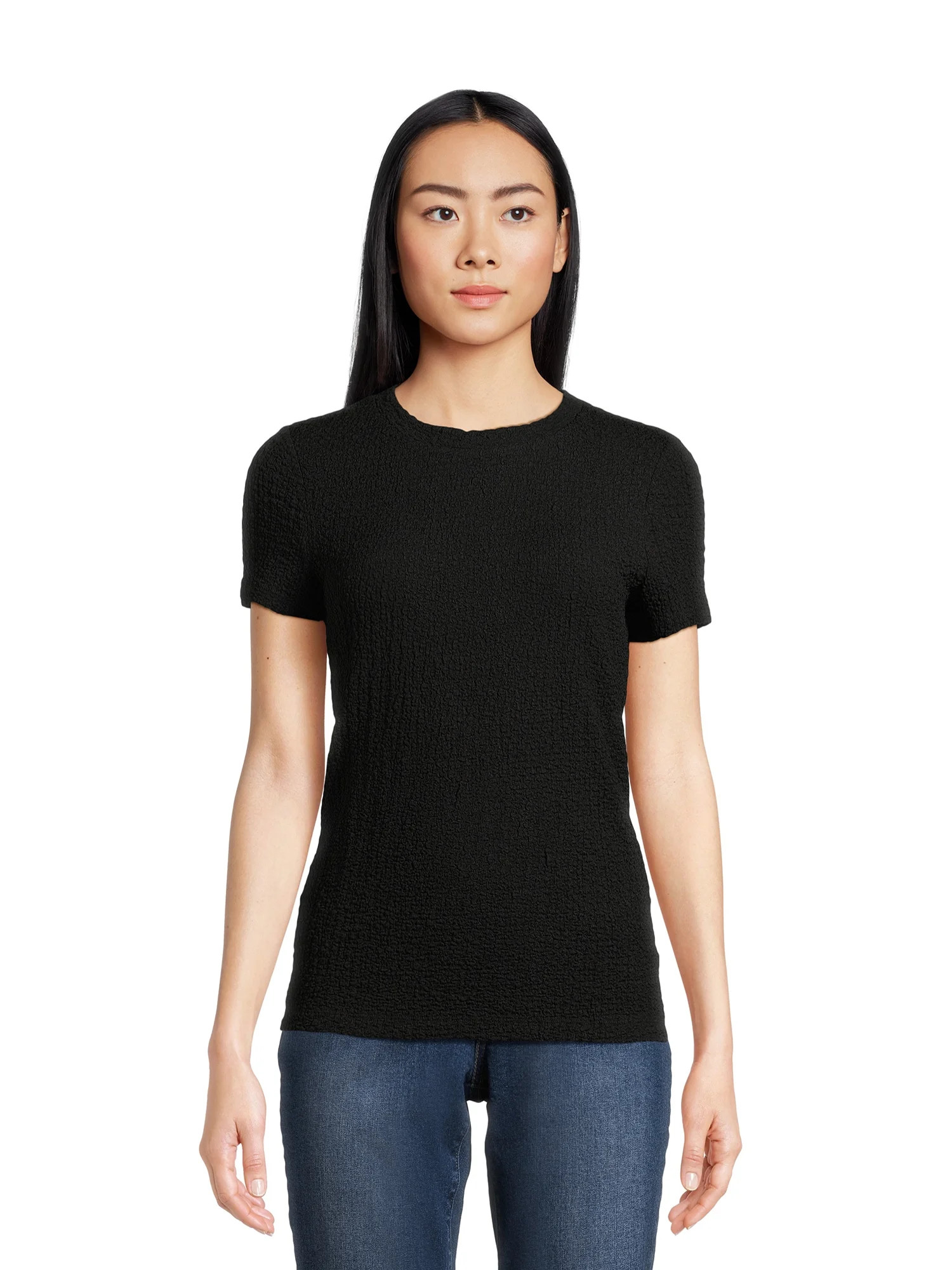 Time and Tru Women's Pucker Knit Tee, Sizes XS-XXXL | Walmart (US)