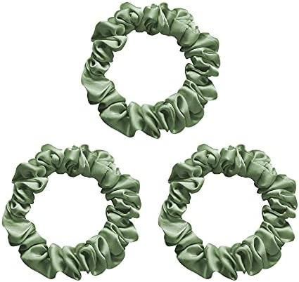 100% Mulberry Silk Scrunchies for Hair 19 Momme 600 TC Silk Elestics Hair Ties Soft and Less Pulling | Amazon (US)