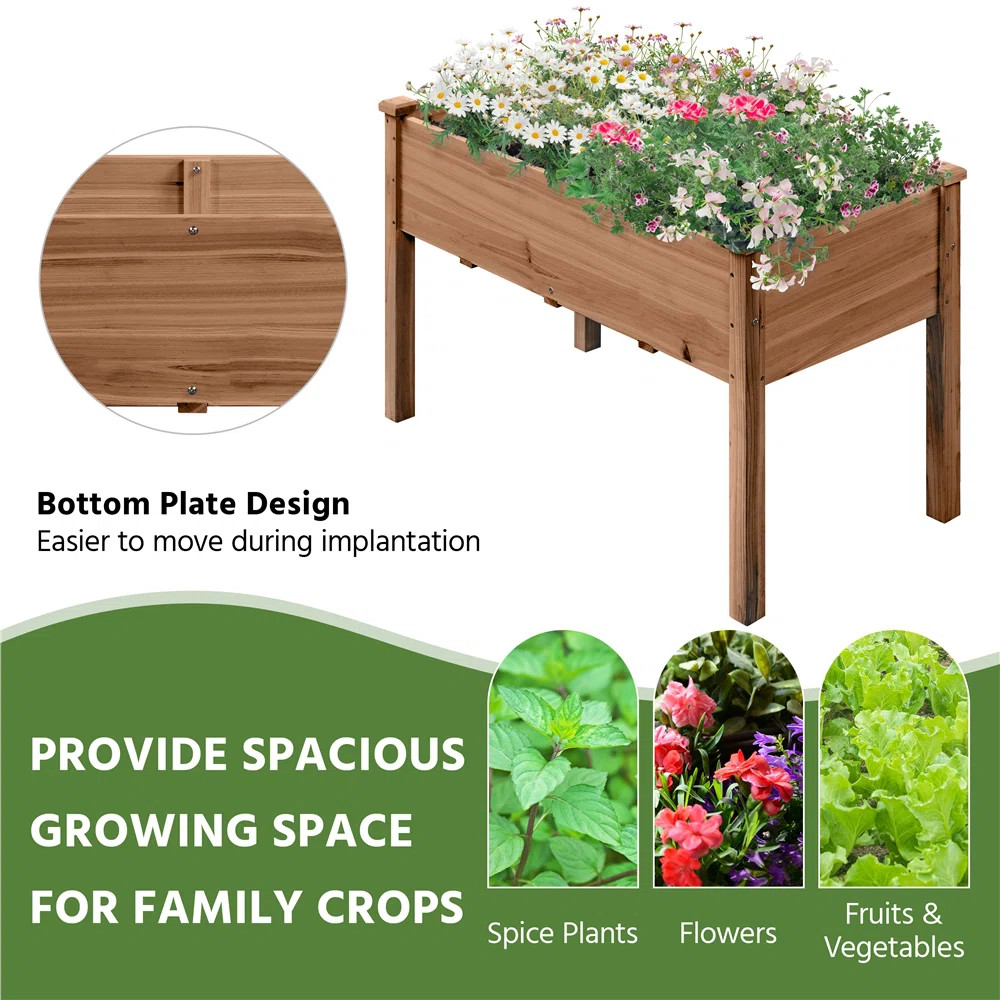 Rigney  Outdoor Fir Wood Elevated Planter with Fabric Liner & Drainage Holes | Wayfair North America