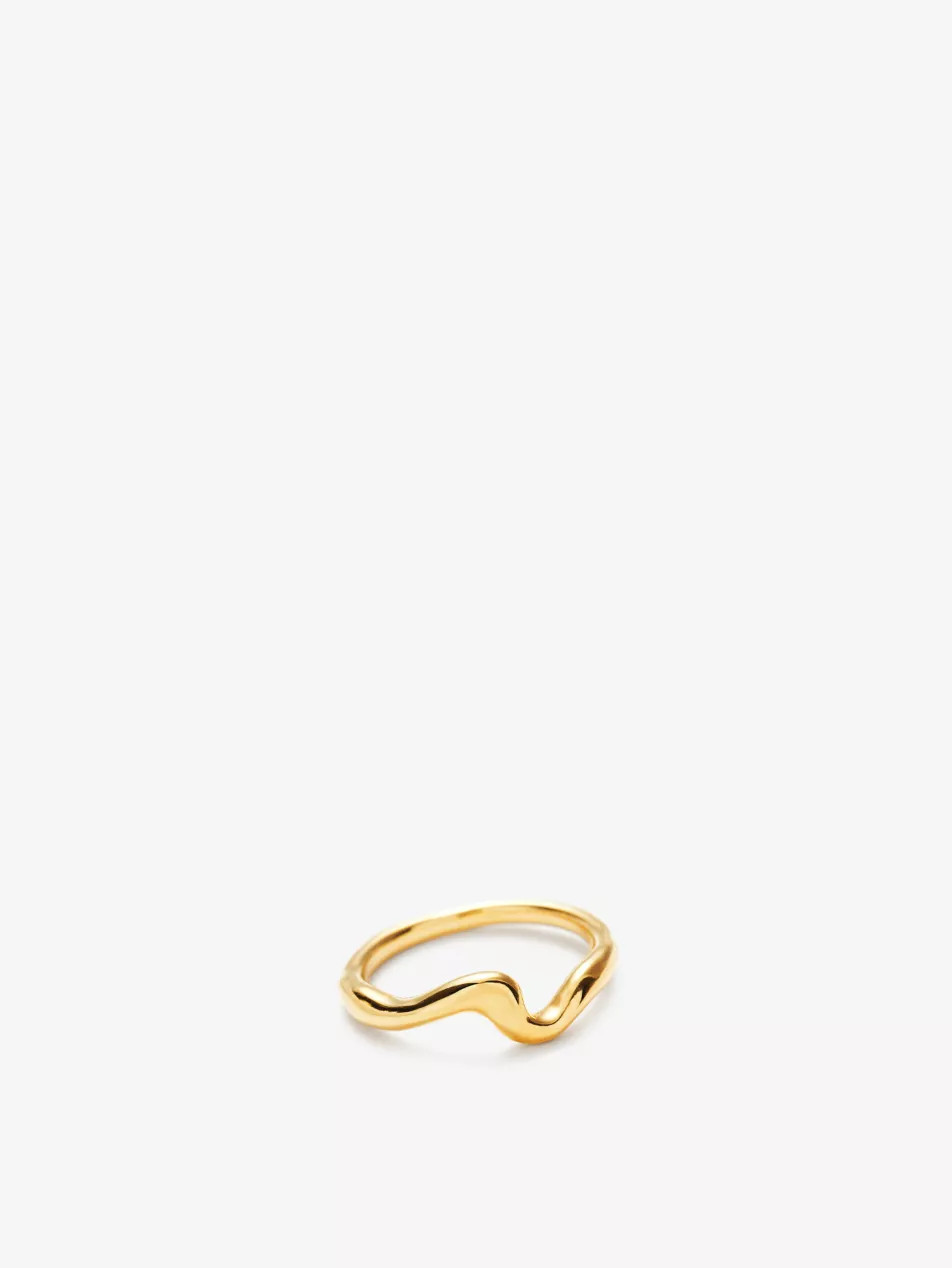 Molten Wave recycled 18ct gold-plated recycled sterling-silver ring | Selfridges