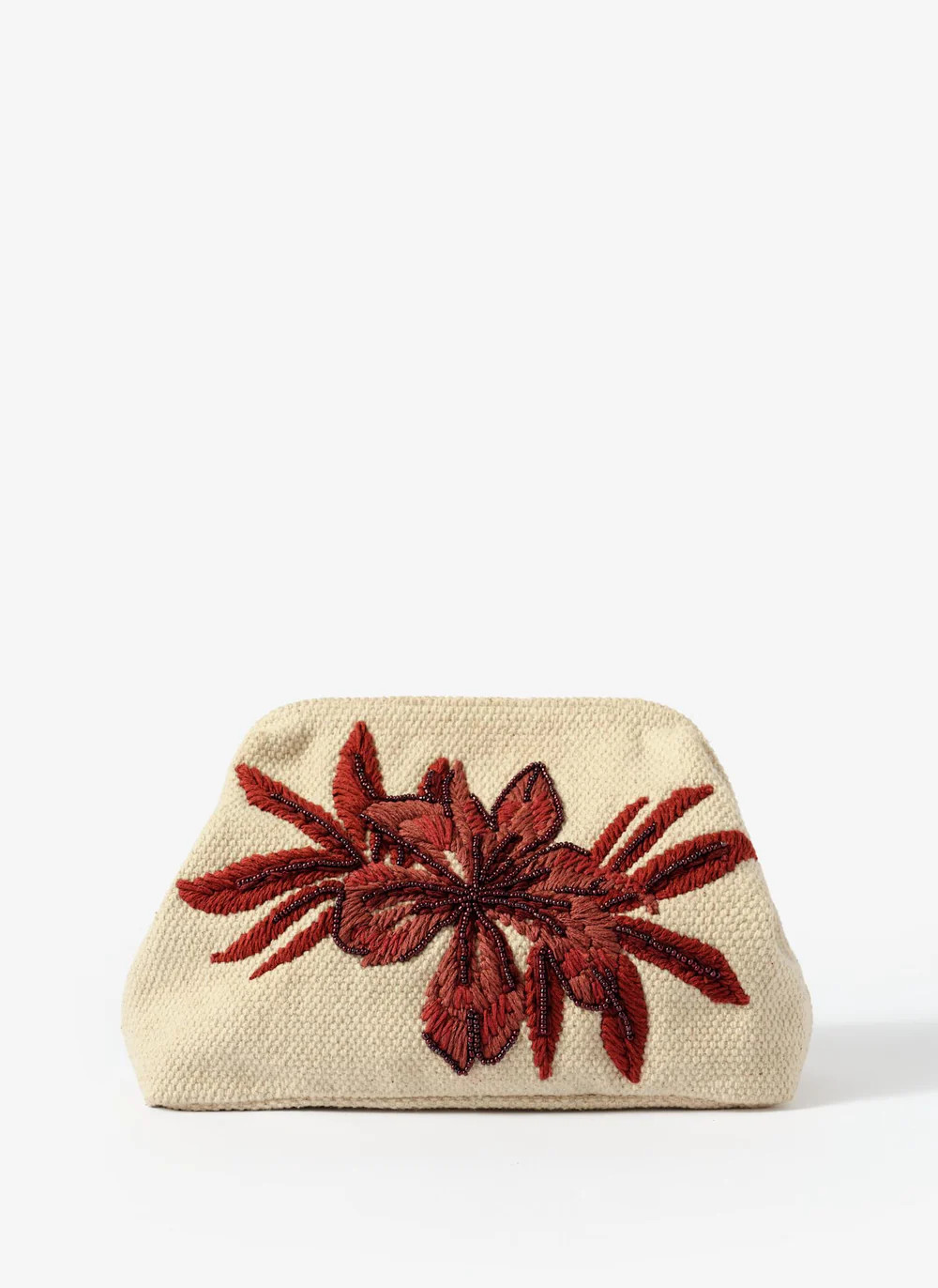 Eve Cream Cotton Embroidered Clutch Bag | Mint Velvet