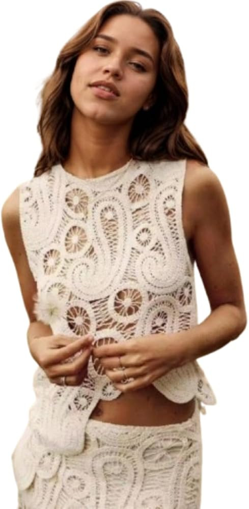 CUTEGAL Sweater Tank Tops for Women Asymmetric Sweater Vest Casual Female Sleeveless Knitted Holl... | Amazon (US)